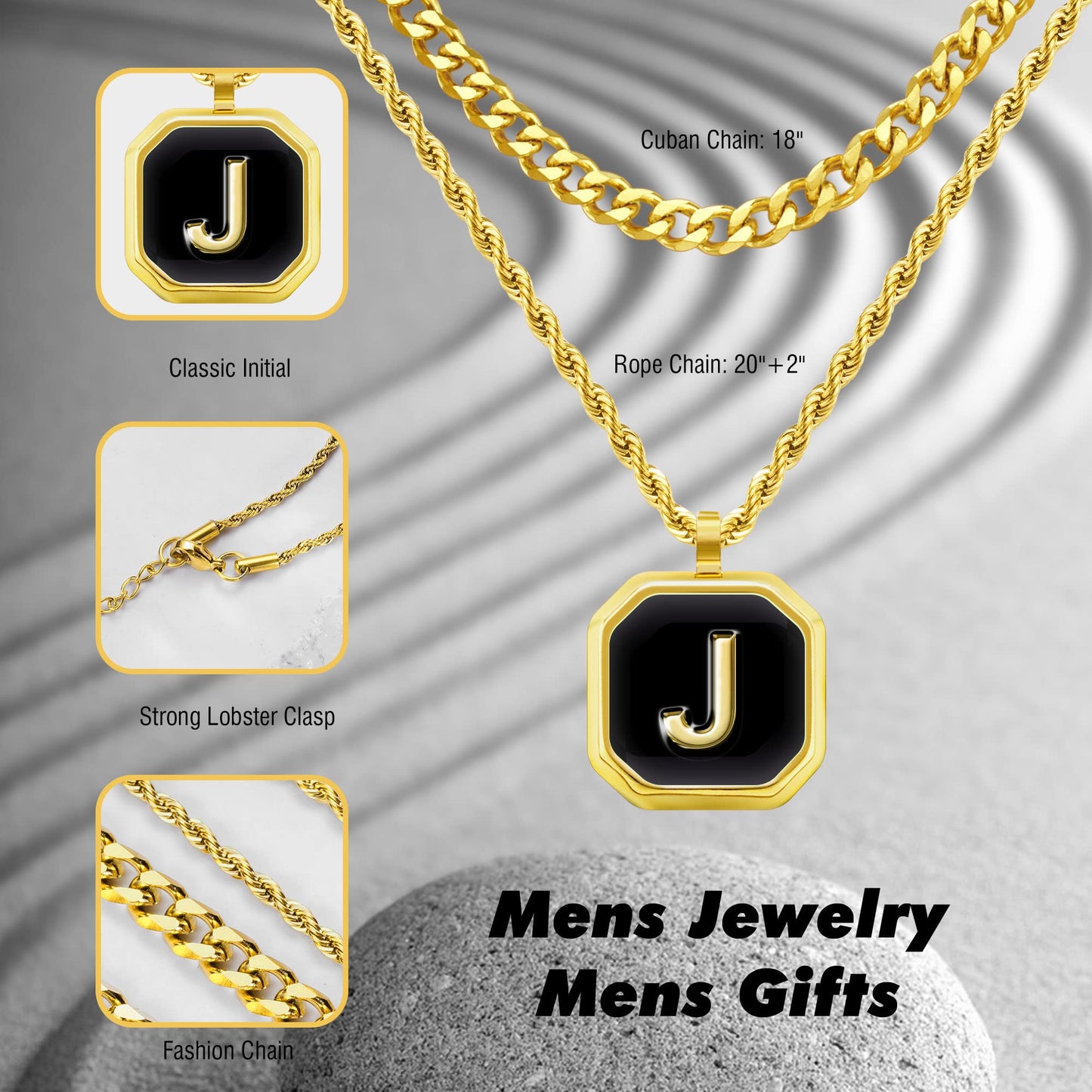 JSJOY Layered Initial Necklaces for Men