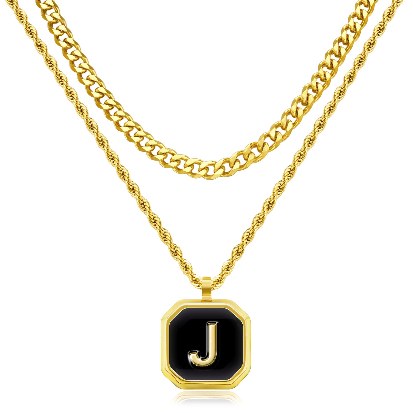 JSJOY Layered Initial Necklaces for Men