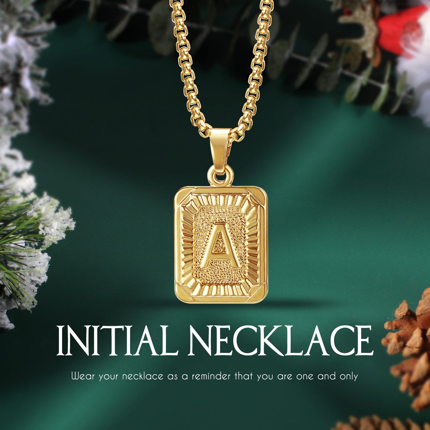 JSJOY 18K Yellow Gold Plated Initial A-Z Letter Pendant Necklace Mens Womens Capital Letter Chain 18inch