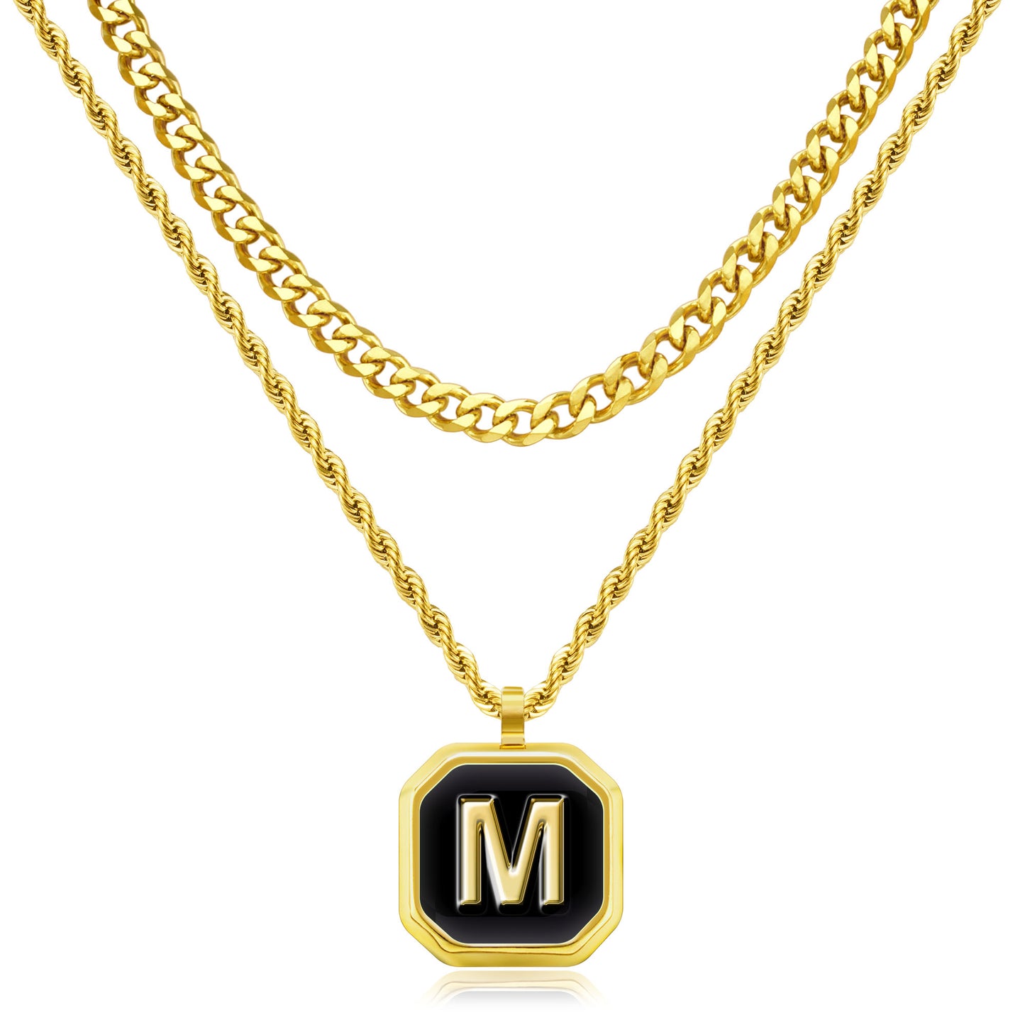 JSJOY Layered Initial Necklaces for Men