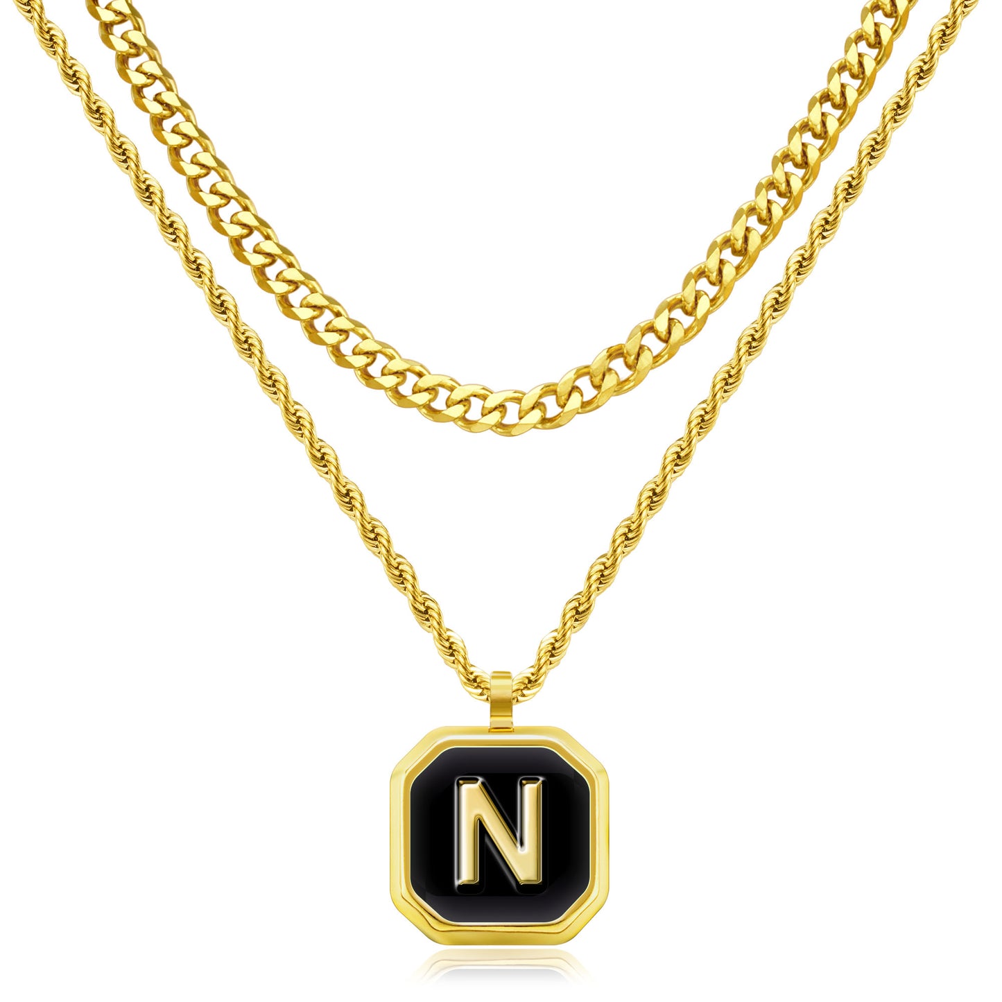 JSJOY Layered Initial Necklaces for Men