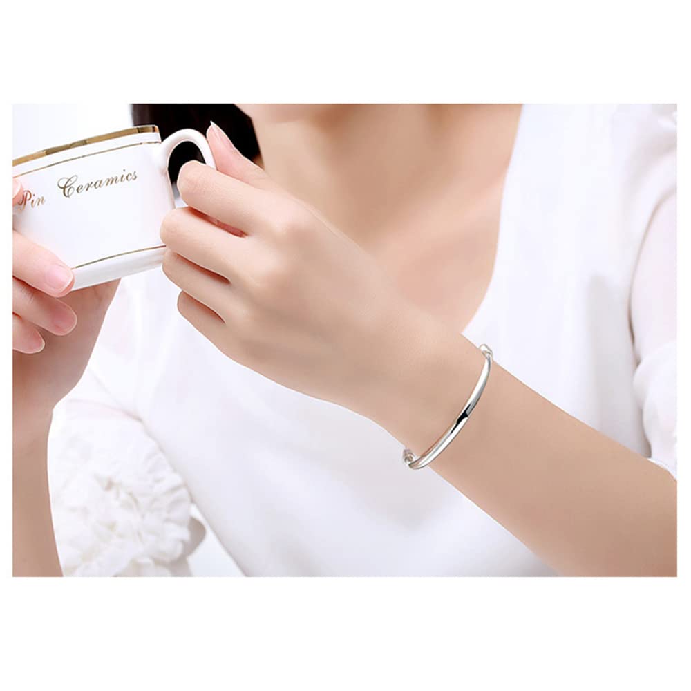 JSJOY Silver Bracelet for Women Teen Girls Love Heart Charm Chain Bracelet Bangle with Zircon Fashion Jewelry Gifts