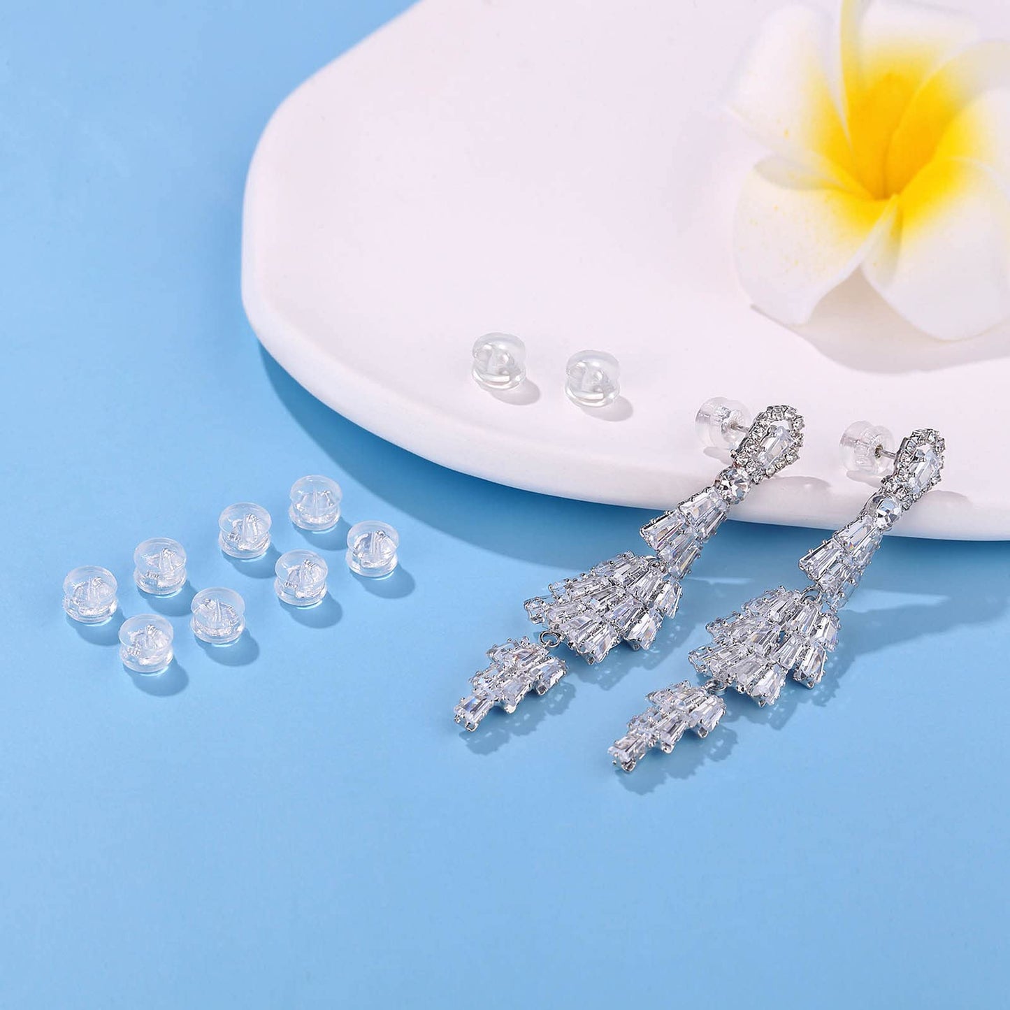 Sterling Silver Locking Secure Earring Backs for Studs Silicone Earring Backs Replacements for Studs Droopy Ears No-Irritate Hypoallergenice Earring Backs for Adults&Kid