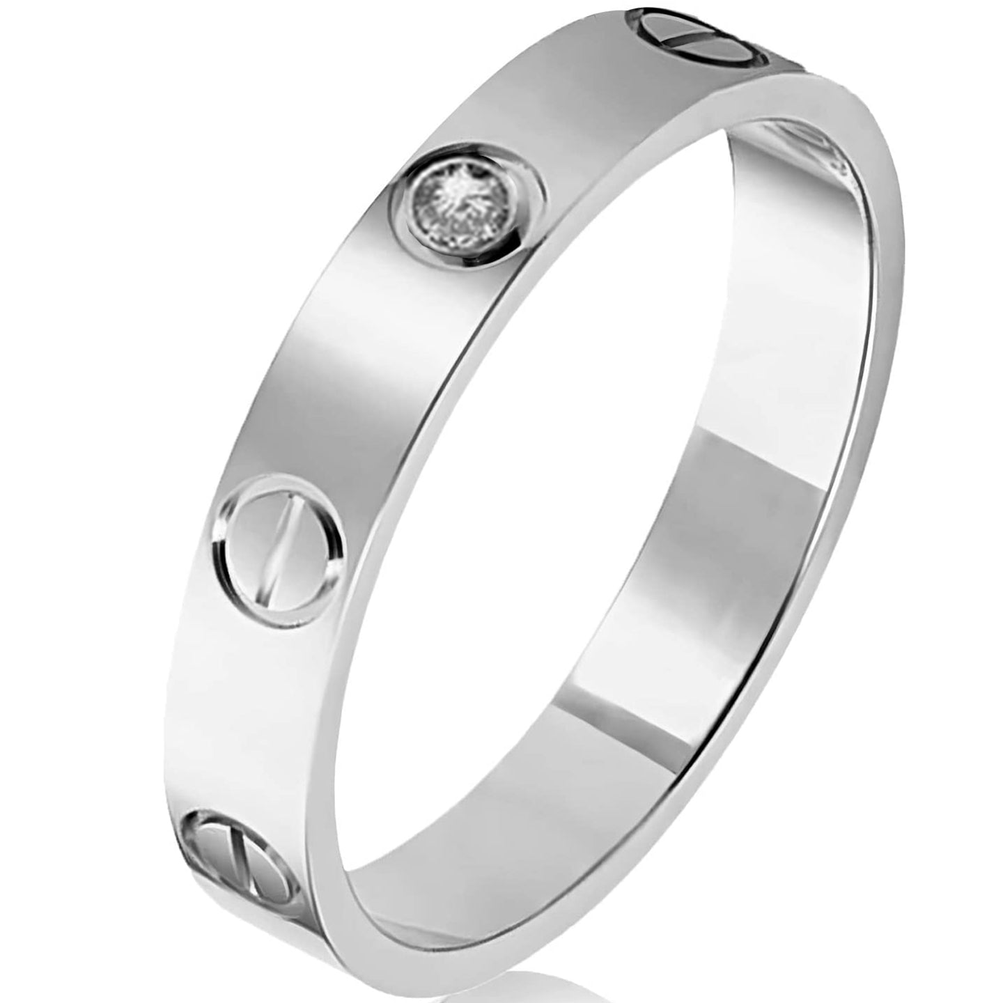 Diamond Ring Love Rings with Screw Design for Women Band Promise Rings 18k Titanium Steel Jewelry Birthday Gifts for Womens Mens Valentines Day