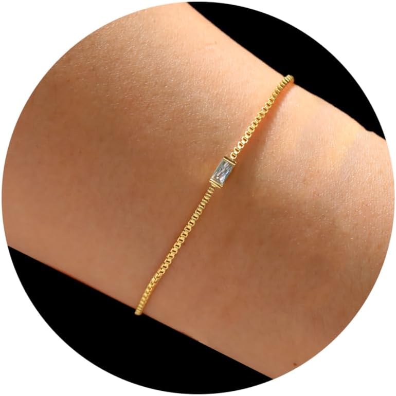 JSJOY Birthstone Bracelets for Women Girls Gold Dainty Link Bracelet Birthstone Jewelry Birthday Gifts Valentine's Day Mother's Day Gifts for Her Mom Wife Girlfriend Anniversary Jewelry