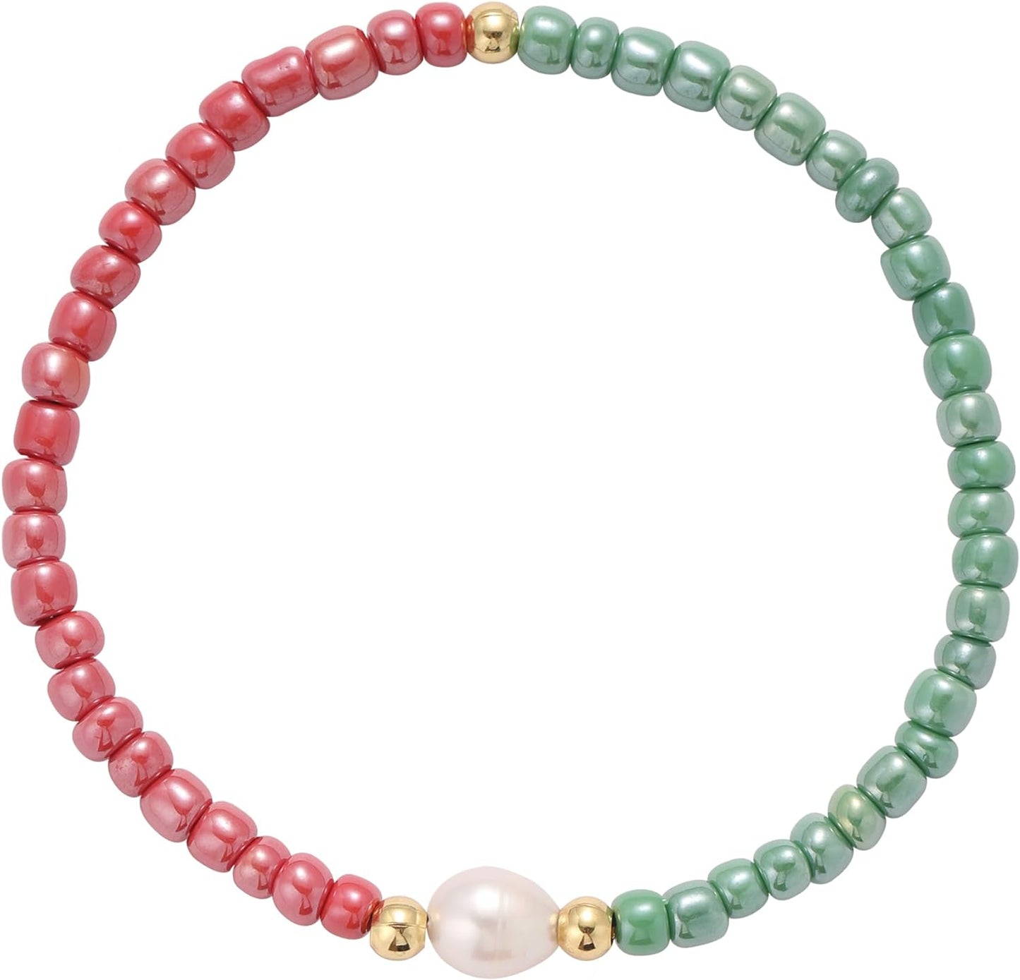 JSJOY Beaded Bracelets for Women Trendy Colorful Glass Beaded Stretch Bracelets Freshwater Pearl Beaded Bracelet for Teen Girls Seed Bracelet Jewelry Christmas Gifts for Her Mon Girlfriend