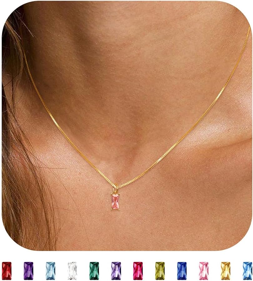 JSJOY S925 Birthstone Necklaces for Women Dainty Gold Emerald Green Necklace Sterling Silver Birthday Gifts for Teen Girls Cubic Zirconia Diamond Necklaces Mothers Day Gifts