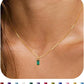 JSJOY S925 Birthstone Necklaces for Women Dainty Gold Emerald Green Necklace Sterling Silver Birthday Gifts for Teen Girls Cubic Zirconia Diamond Necklaces Mothers Day Gifts