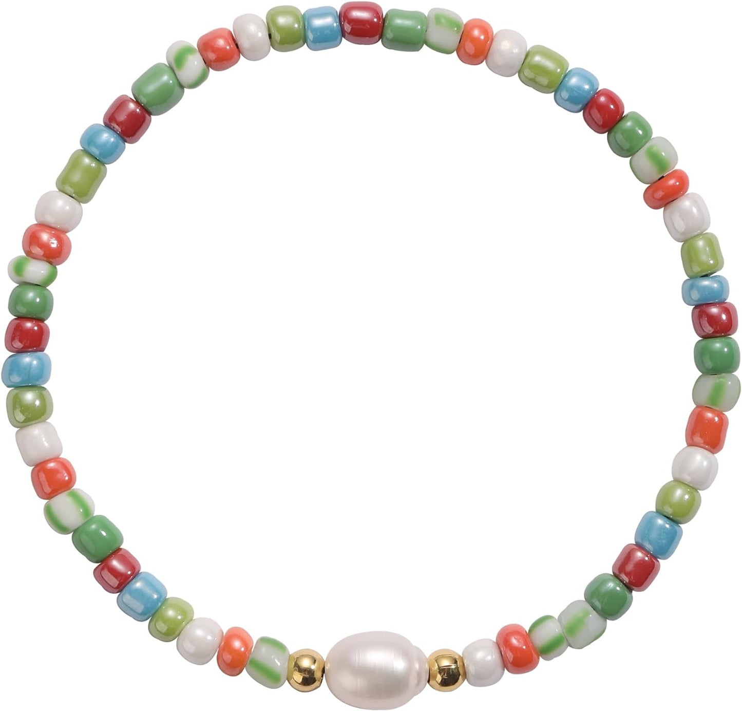 JSJOY Beaded Bracelets for Women Trendy Colorful Glass Beaded Stretch Bracelets Freshwater Pearl Beaded Bracelet for Teen Girls Seed Bracelet Jewelry Christmas Gifts for Her Mon Girlfriend