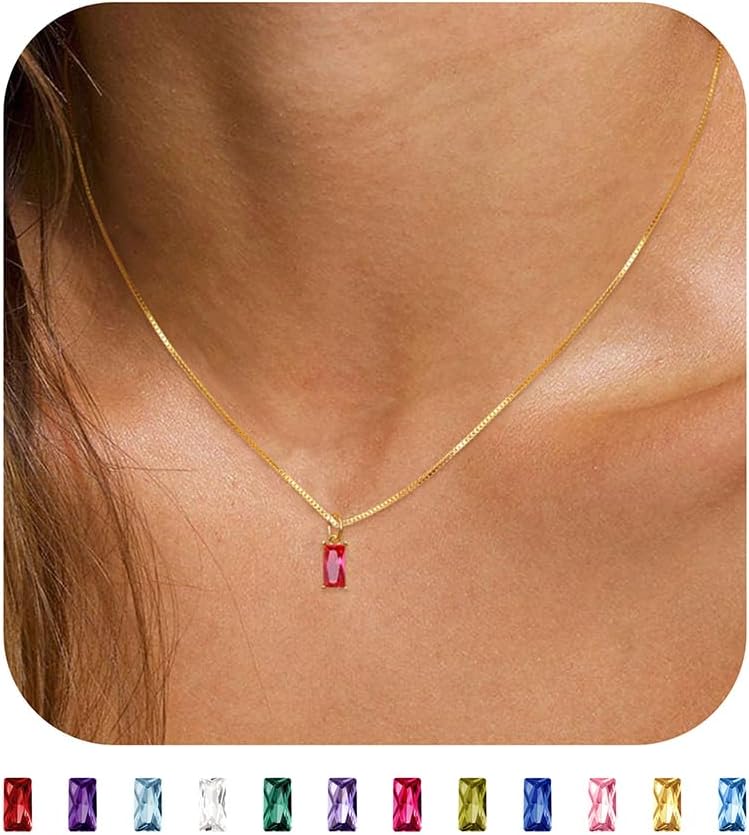 JSJOY S925 Birthstone Necklaces for Women Dainty Gold Emerald Green Necklace Sterling Silver Birthday Gifts for Teen Girls Cubic Zirconia Diamond Necklaces Mothers Day Gifts