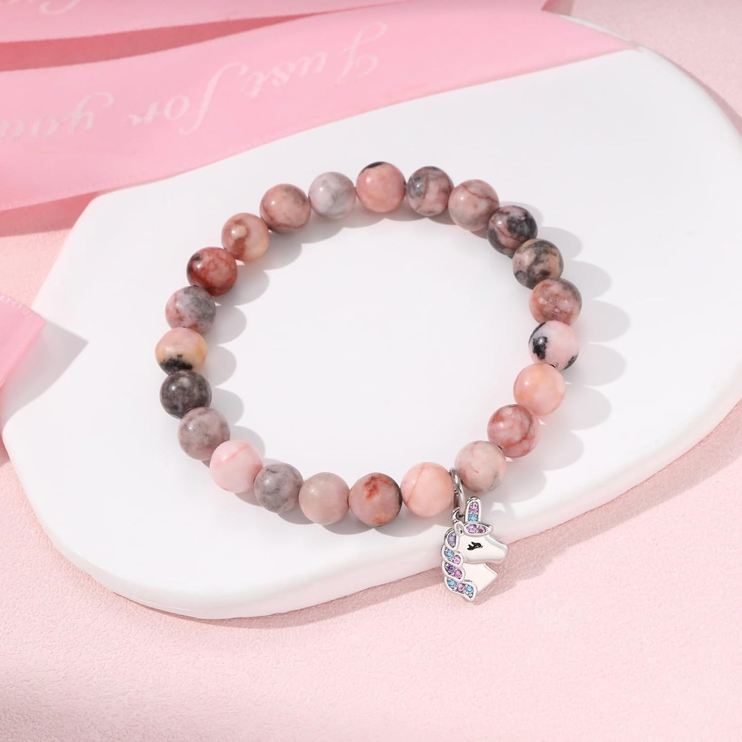 JSJOY Birthday Gifts for Girls Sweet Birthday Gifts for 10 Year Old Girl 10th Birthday Gift for Teen Girls Daughter Granddaughter Natural Stone Bracelet Birthday Gift