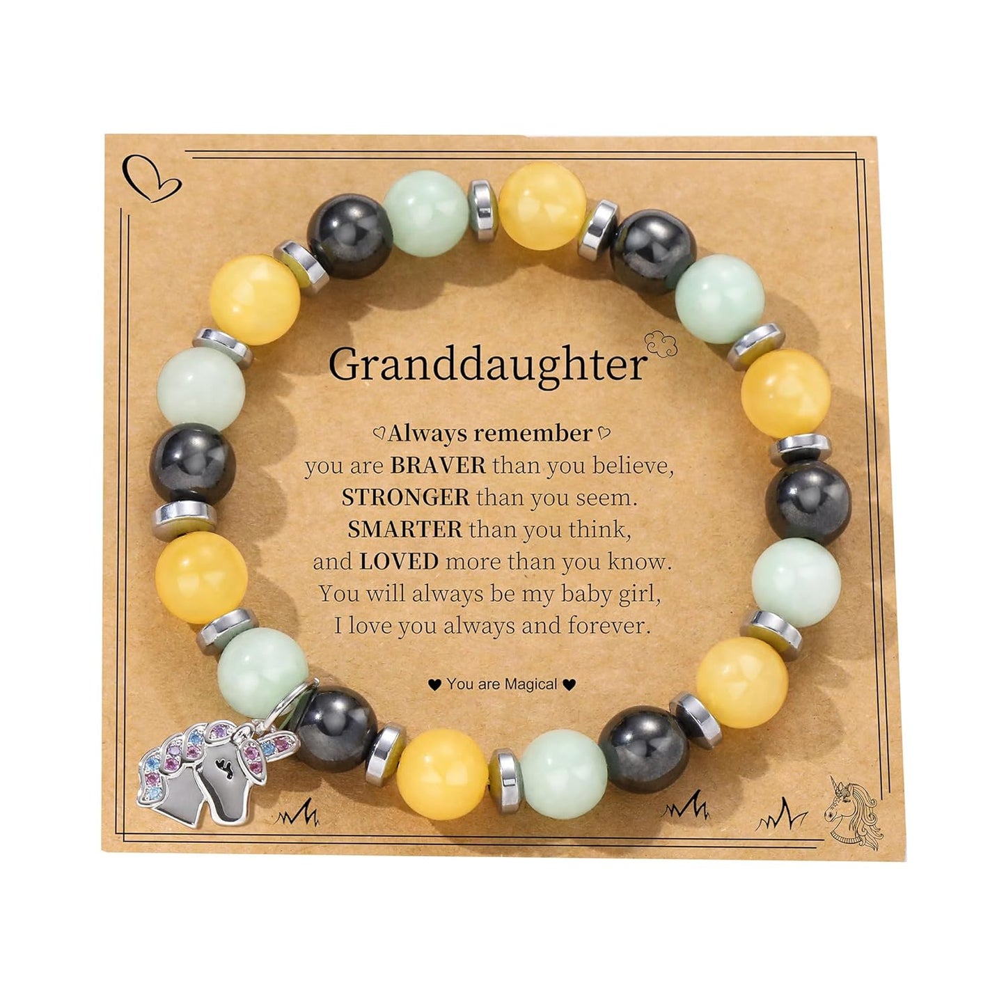 JSJOY Birthday Gifts for Girls Sweet Birthday Gifts for 10 Year Old Girl 10th Birthday Gift for Teen Girls Daughter Granddaughter Natural Stone Bracelet Birthday Gift