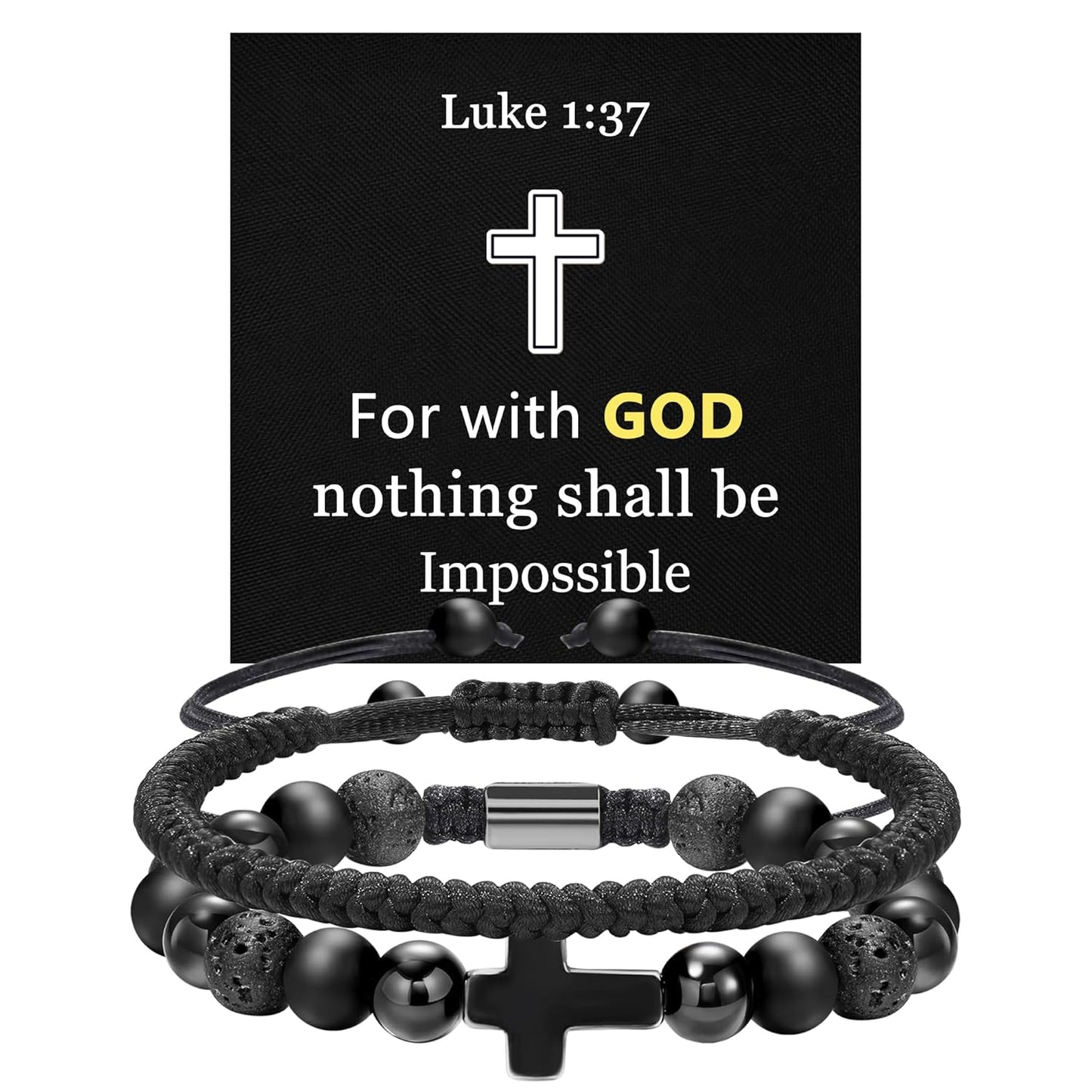 JSJOY Cross Bracelet for Men Christian Gifts for Men Rope Religious Bracelet Set Bible Verse Bracelets Easter Gifts for God Father Power Balance Bracelet