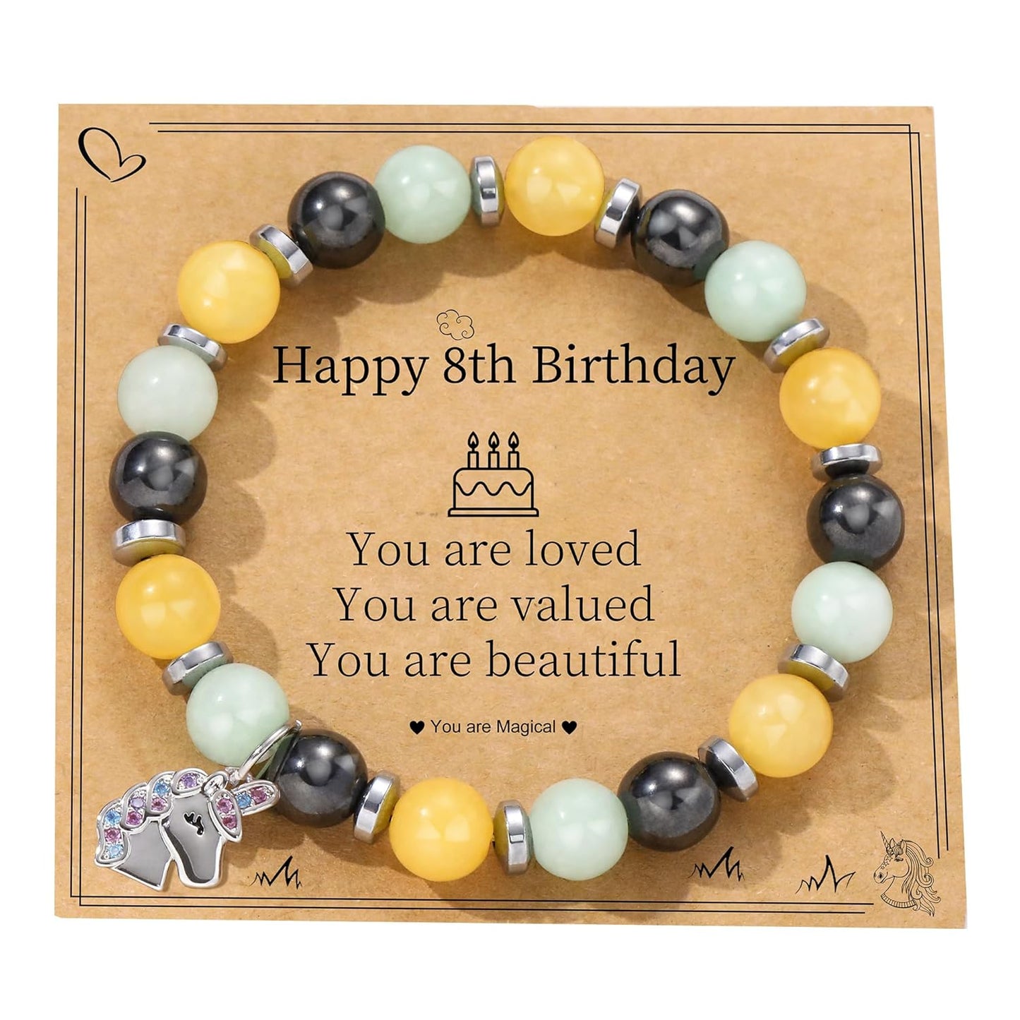 JSJOY Birthday Gifts for Girls Sweet Birthday Gifts for 10 Year Old Girl 10th Birthday Gift for Teen Girls Daughter Granddaughter Natural Stone Bracelet Birthday Gift