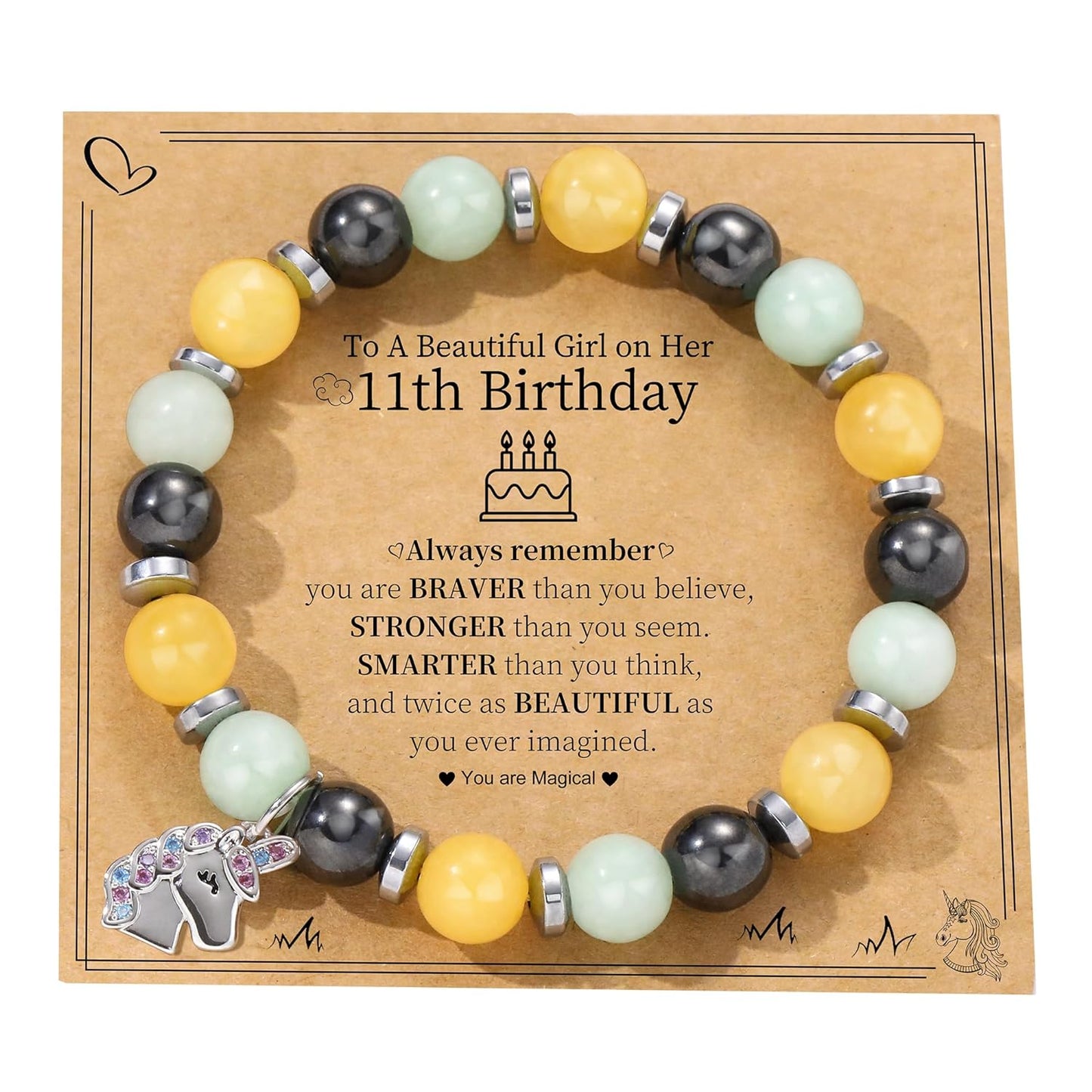 JSJOY Birthday Gifts for Girls Sweet Birthday Gifts for 10 Year Old Girl 10th Birthday Gift for Teen Girls Daughter Granddaughter Natural Stone Bracelet Birthday Gift