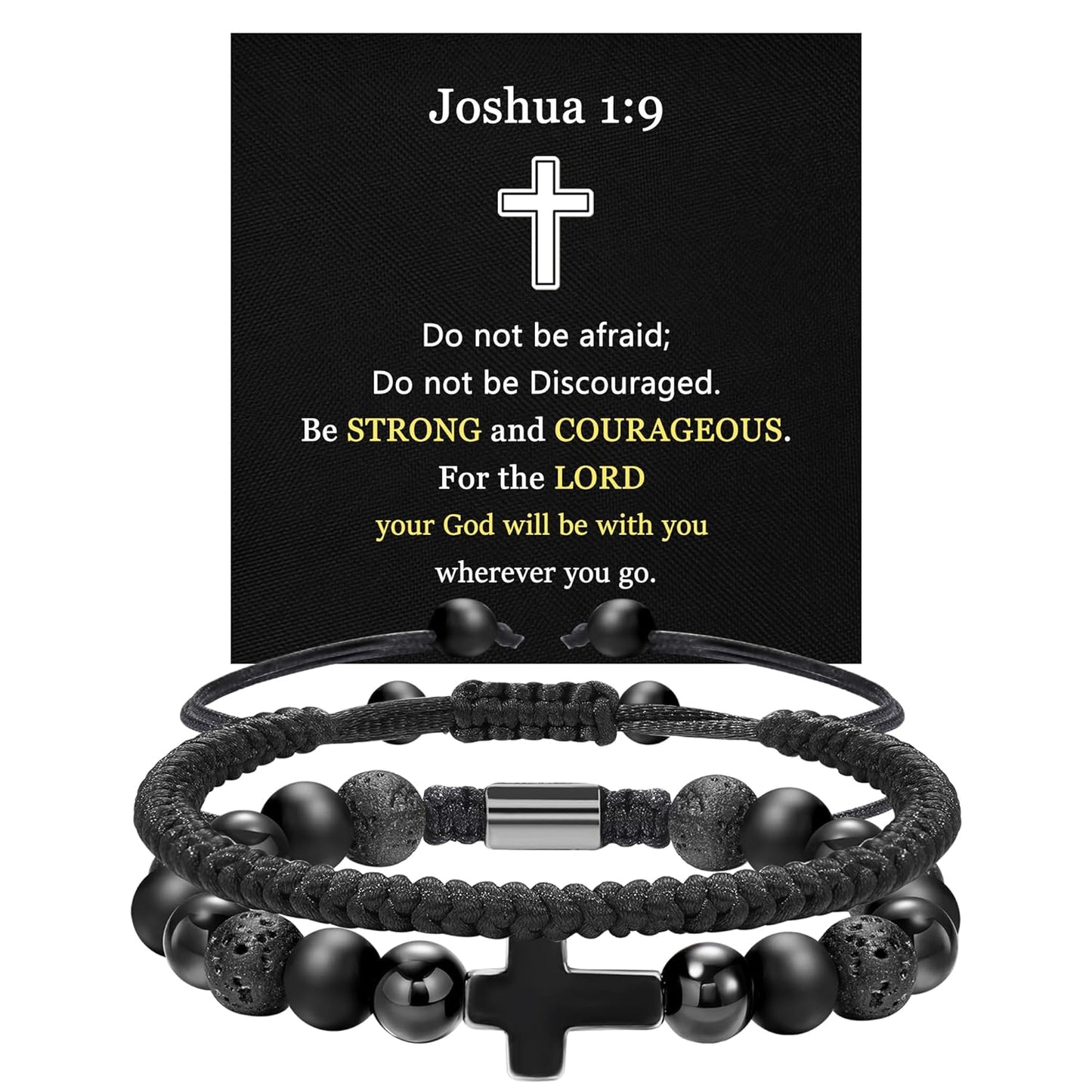 JSJOY Cross Bracelet for Men Christian Gifts for Men Rope Religious Bracelet Set Bible Verse Bracelets Easter Gifts for God Father Power Balance Bracelet