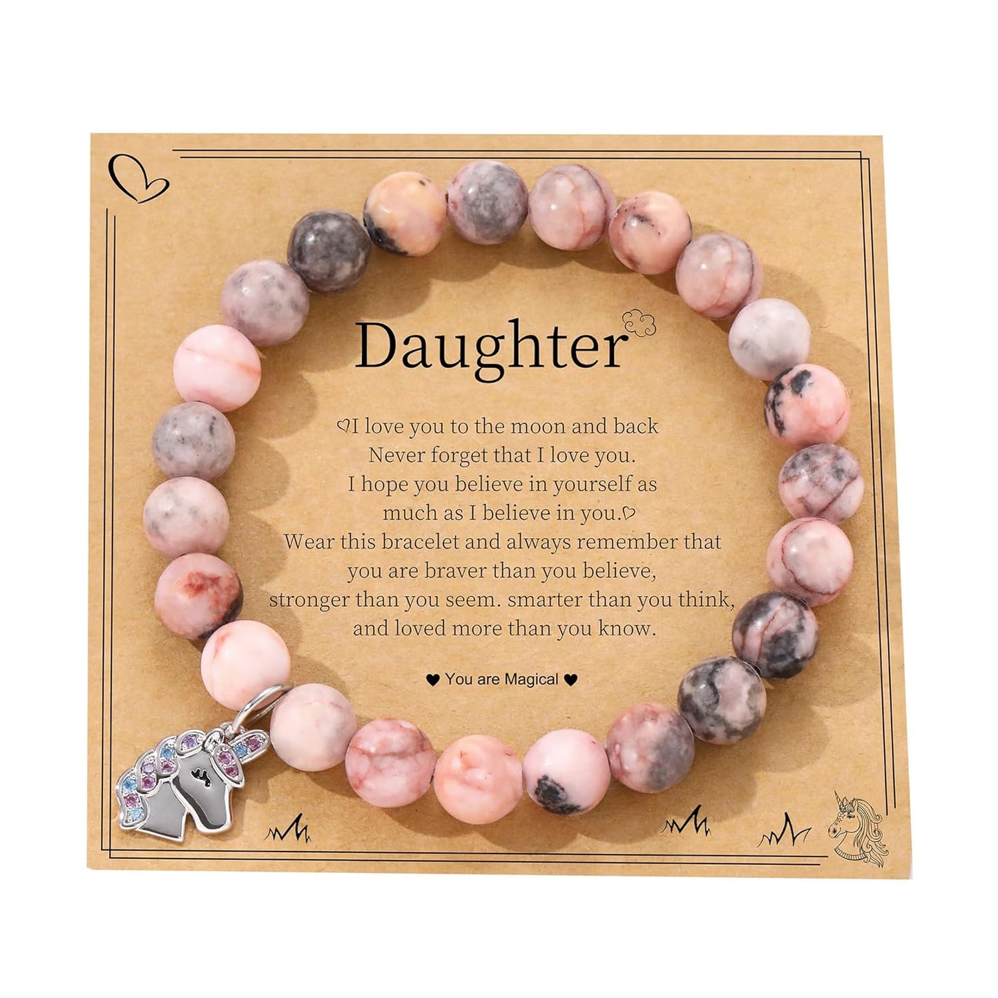 JSJOY Birthday Gifts for Girls Sweet Birthday Gifts for 10 Year Old Girl 10th Birthday Gift for Teen Girls Daughter Granddaughter Natural Stone Bracelet Birthday Gift