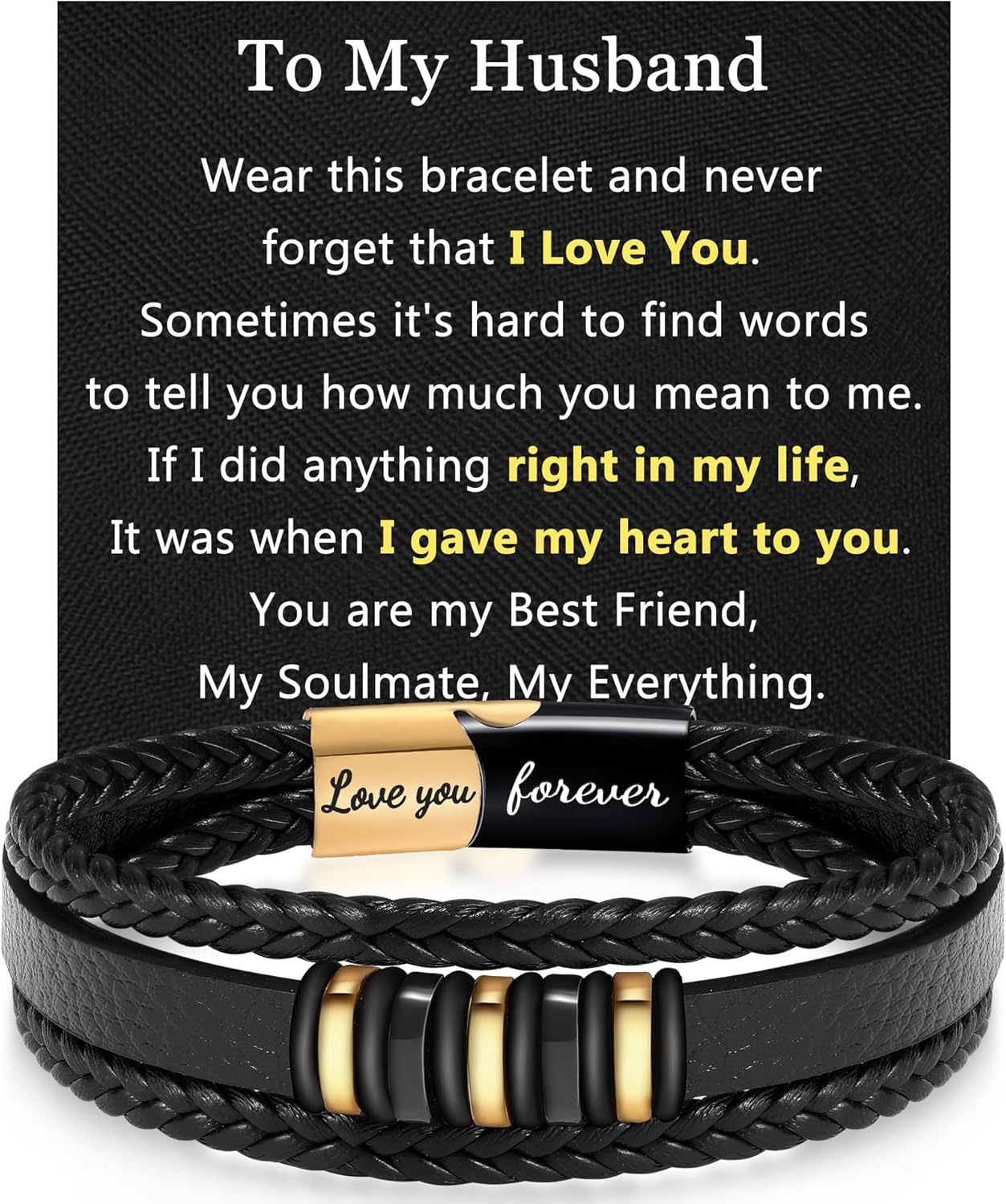 JSJOY Father's Day Gifts for Men Braided Leather Bracelet for Men Dad Fathers Day Gifts from Daughter 2024 Graduation Gifts for Him Brother Son Grandson Birthday Gifts for Men Boyfriend