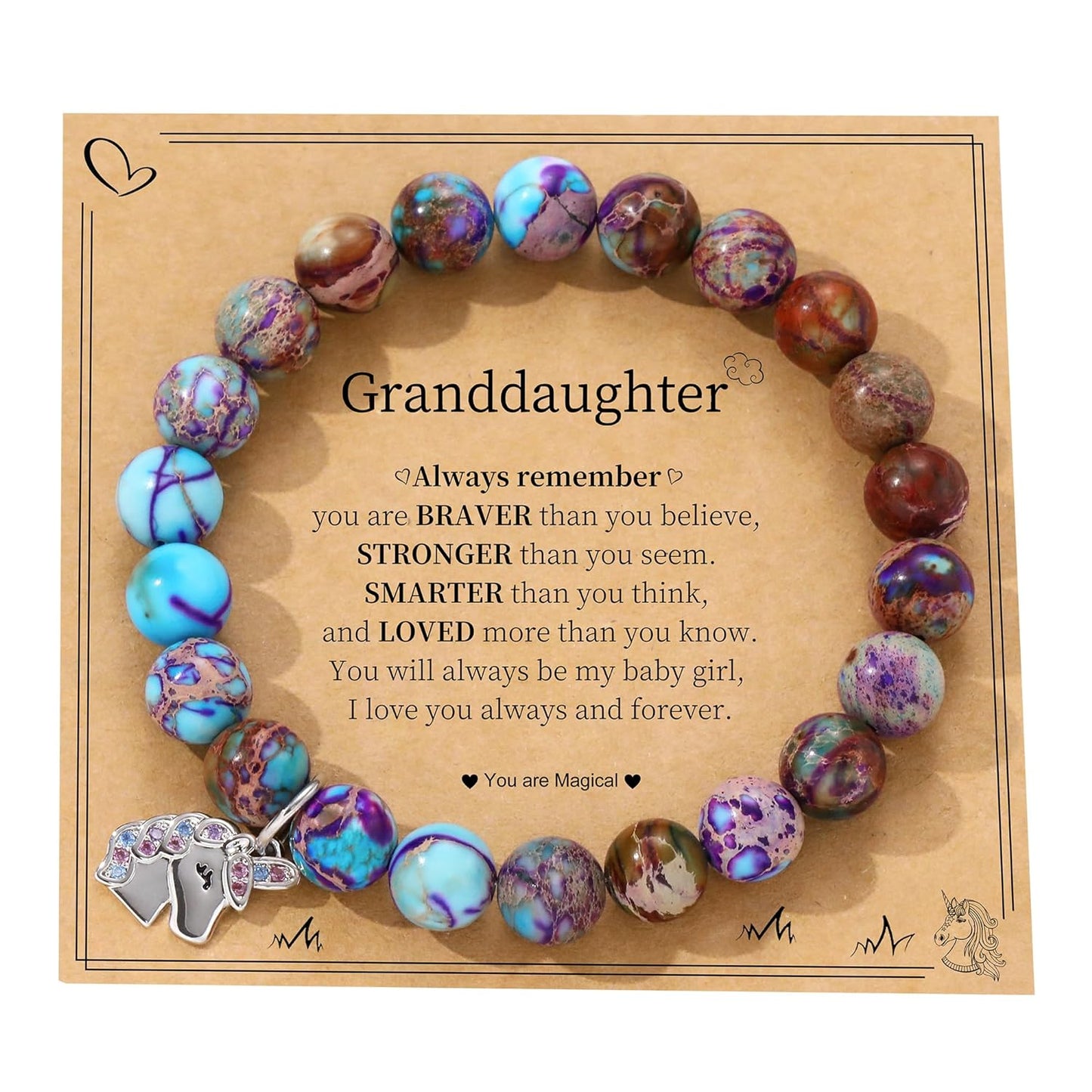 JSJOY Birthday Gifts for Girls Sweet Birthday Gifts for 10 Year Old Girl 10th Birthday Gift for Teen Girls Daughter Granddaughter Natural Stone Bracelet Birthday Gift