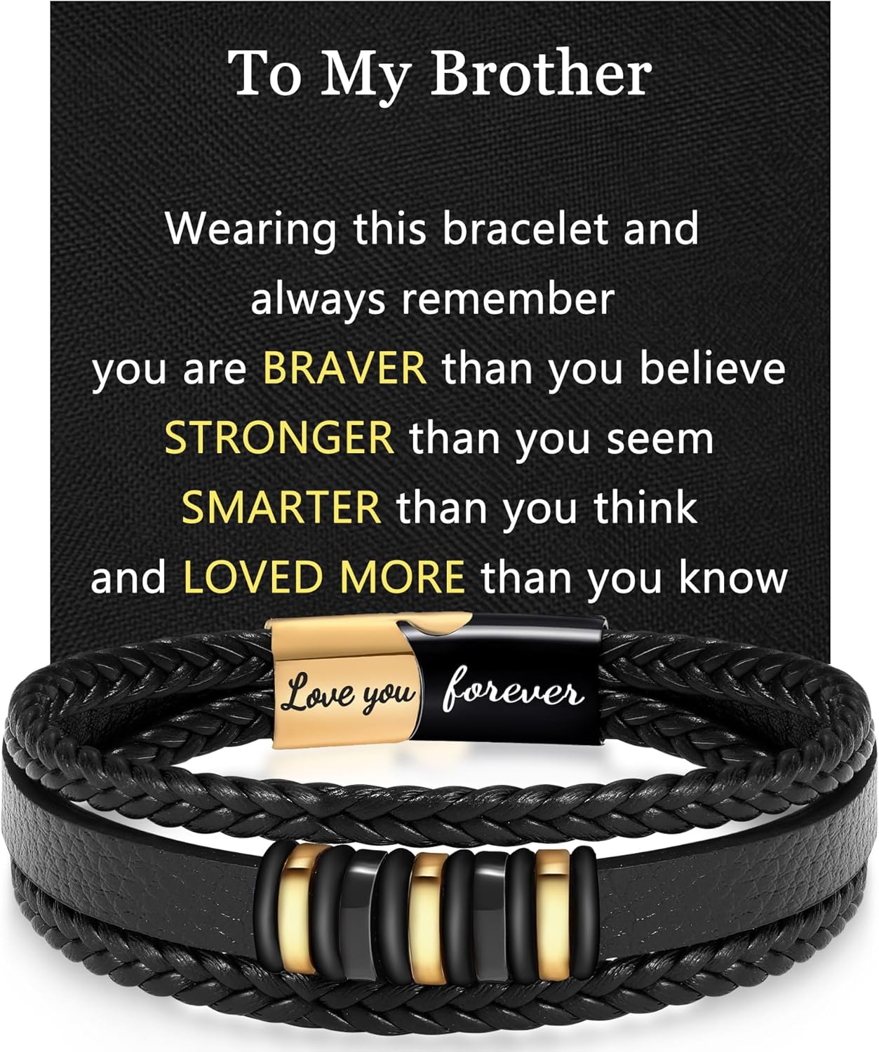 JSJOY Father's Day Gifts for Men Braided Leather Bracelet for Men Dad Fathers Day Gifts from Daughter 2024 Graduation Gifts for Him Brother Son Grandson Birthday Gifts for Men Boyfriend