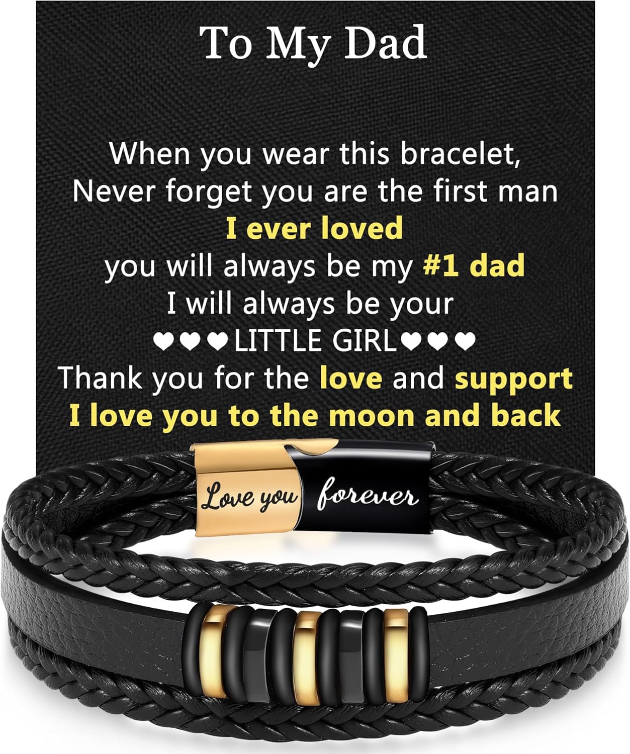 JSJOY Father's Day Gifts for Men Braided Leather Bracelet for Men Dad Fathers Day Gifts from Daughter 2024 Graduation Gifts for Him Brother Son Grandson Birthday Gifts for Men Boyfriend