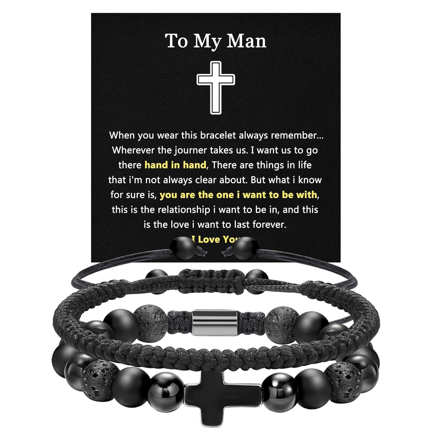 JSJOY Cross Bracelet for Men Christian Gifts for Men Rope Religious Bracelet Set Bible Verse Bracelets Easter Gifts for God Father Power Balance Bracelet