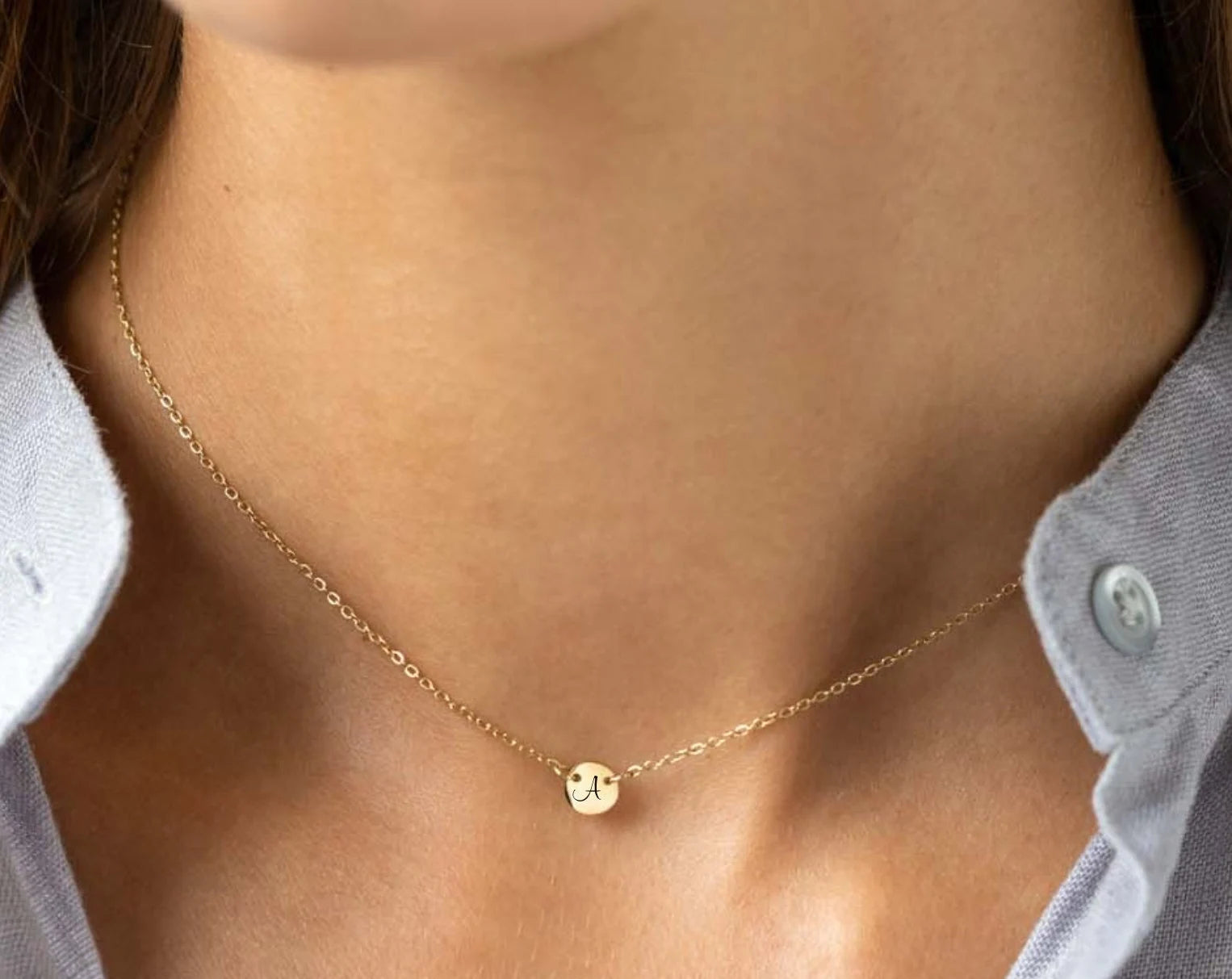 Buy Personalized Initial Choker Necklace,tiny Dot Initial Discs,everyday  Initial Tag Necklace,bridesmaid Gifts,silver/gold/rose Gold Online in India  - Etsy