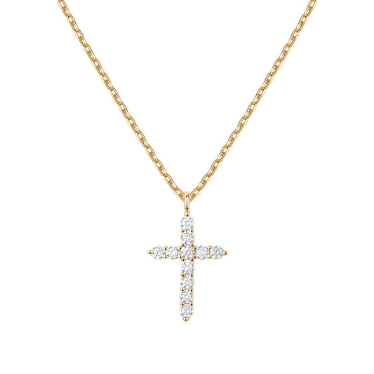 JSJOY 14K Gold Plated Cross Necklace for Women Cross Pendant Gold Necklaces