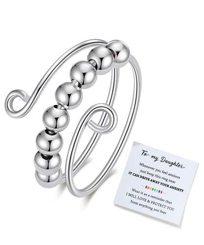 To My Daughter Fidget Ring for Anxiety Adjustable Stacking RING Fidget Rings for Anxiety for Women   Anxiety Relief Rainbow Fidget Ring Jewelry Gifts