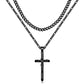 JSJOY Cross Necklace for Women Men Stainless Steel Mens Cross Necklaces Gold Silver Black Jesus Cross Necklace Layered Cuban Figaro Chain Necklace Jewelry Gifts for Women Men