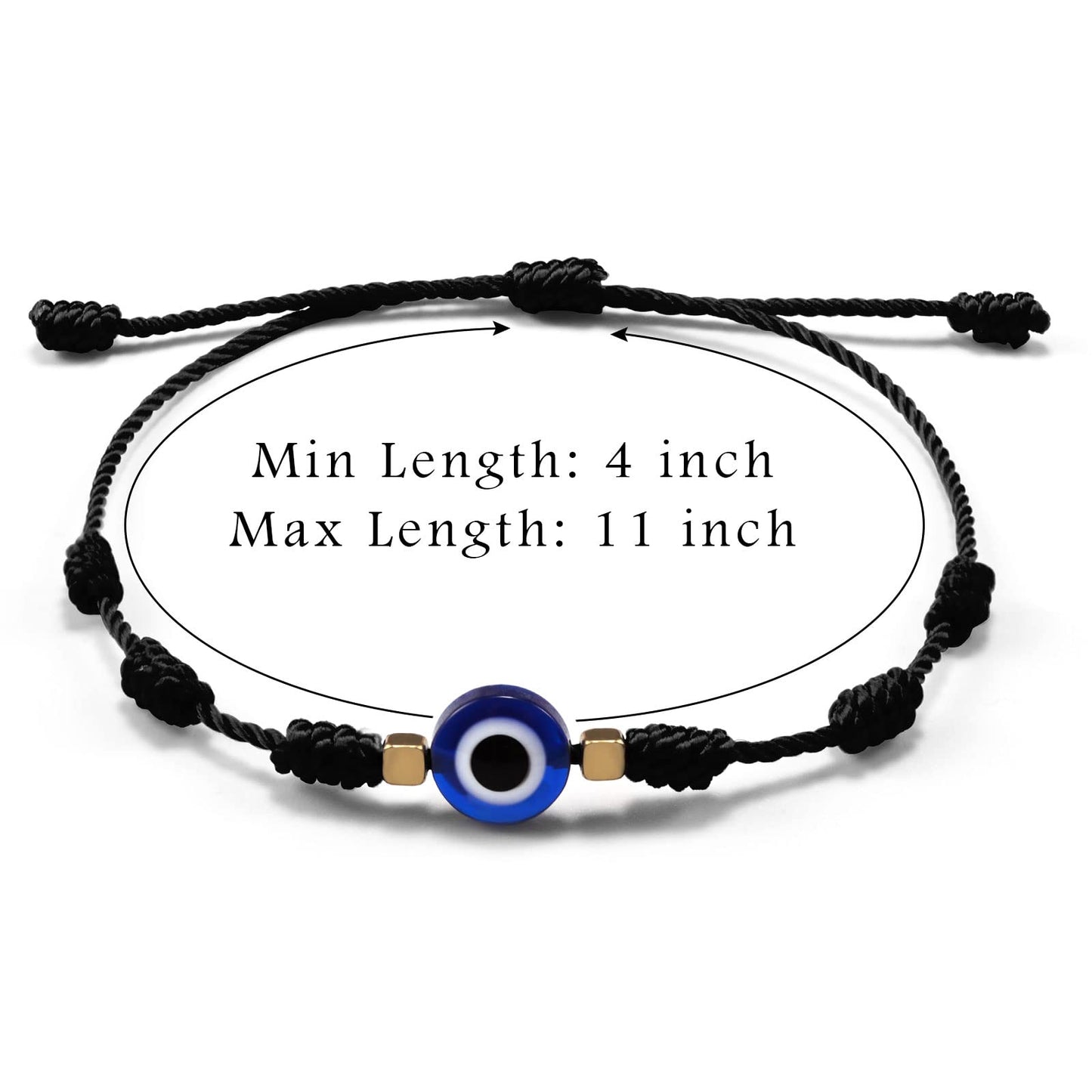 JSJOY Adjustable Evil Eye Black Bracelets 2PCS Black String Lucky Protection Handmade String Amulet for Women Men Boys Girls Family