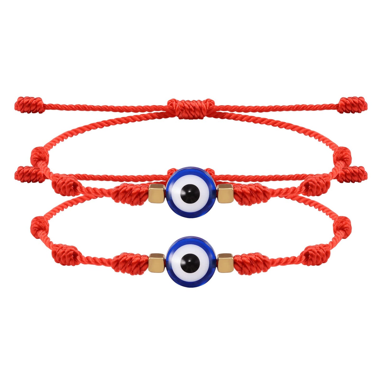 JSJOY Adjustable Evil Eye Black Bracelets 2PCS Black String Lucky Protection Handmade String Amulet for Women Men Boys Girls Family