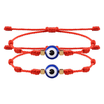 JSJOY Adjustable Evil Eye Black Bracelets 2PCS Black String Lucky Protection Handmade String Amulet for Women Men Boys Girls Family