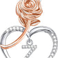 JSJOY Rose Heart Initial Necklaces for Women Girls A-Z Letter Pendant with Cubic Zirconia Mothers Day Graduation Birthday Gifts