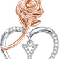 JSJOY Rose Heart Initial Necklaces for Women Girls A-Z Letter Pendant with Cubic Zirconia Mothers Day Graduation Birthday Gifts