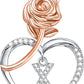 JSJOY Rose Heart Initial Necklaces for Women Girls A-Z Letter Pendant with Cubic Zirconia Mothers Day Graduation Birthday Gifts