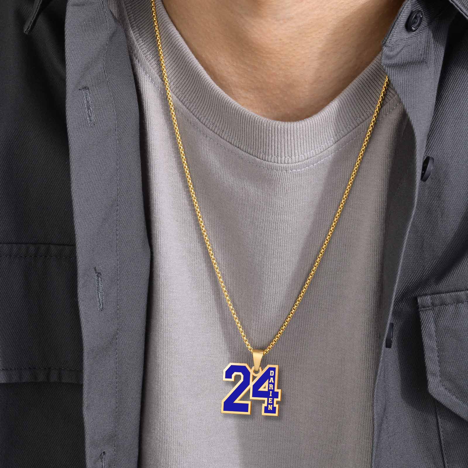JSJOY Number Necklaces for Athletes 00-99 Jersey Number Chain Personalized  Custom with Name Sports Soccer Football Basketball Baseball for Men Girls