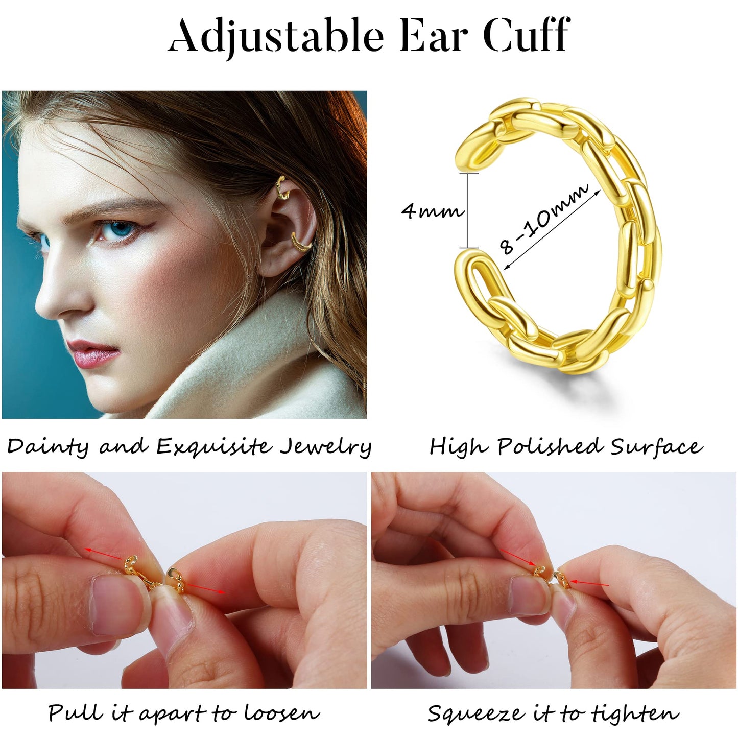 JSJOY 18 Pcs Gold Ear Cuffs for Women Non Piercing Adjustable Ear Cuff Earrings Clip On Cartilage Helix Wrap Ear Jewelry Set