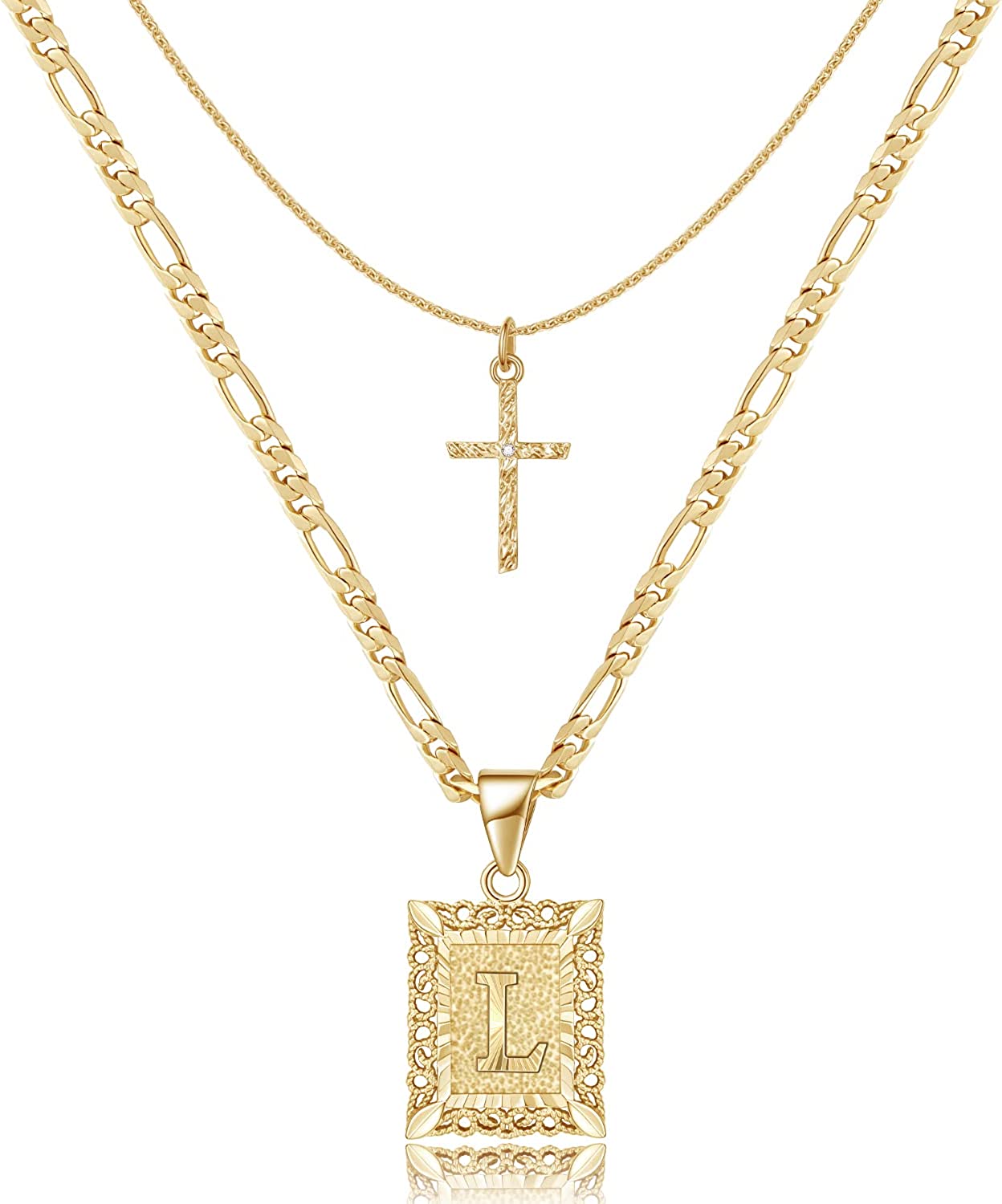 14k gold square on sale initial pendant