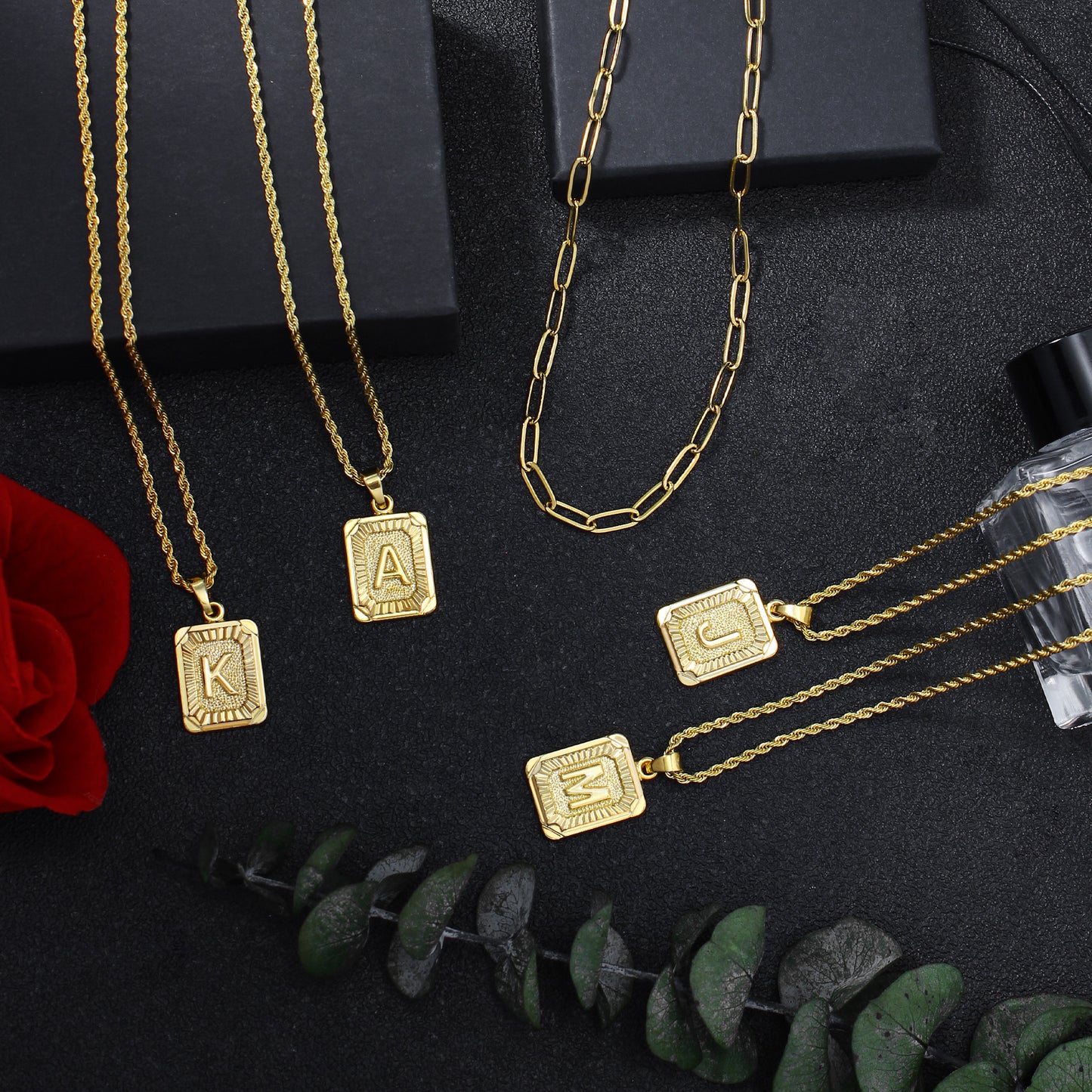 JSJOY Gold Initial layered Necklaces for Women Gold Letter Necklaces 26 Capital A-Z Letter Pendant Necklaces Holiday Birthday Gift