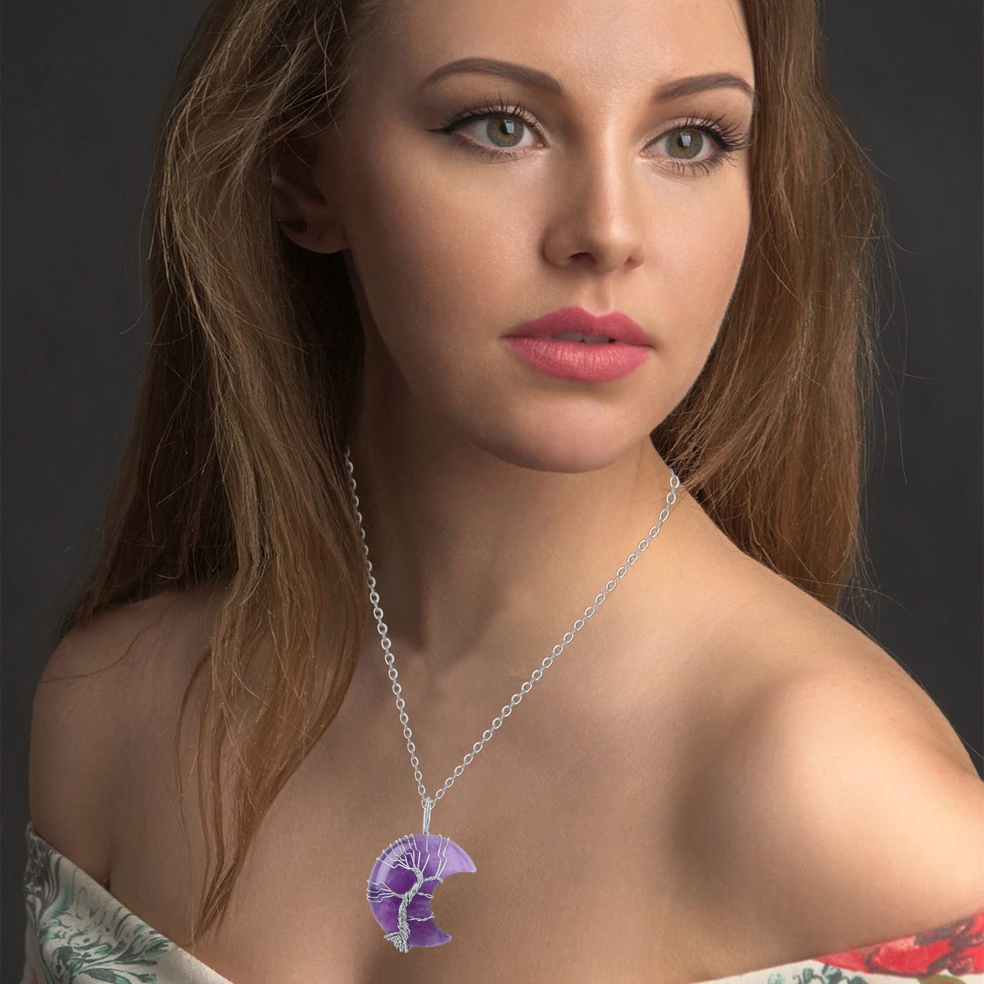 JSJOY 10 Pcs Crystal Necklace Healing Amethyst Crystals Carnelian Chak –  JSJOY Fashion