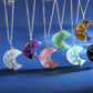 Healing Amethyst Crystal Necklace   Crescent Moon Natural Stone Pendant Necklaces   Tree of Life Wire Wrapped  Hippie Spiritual Reiki Gemstone Quartz Jewelry for Women Gift