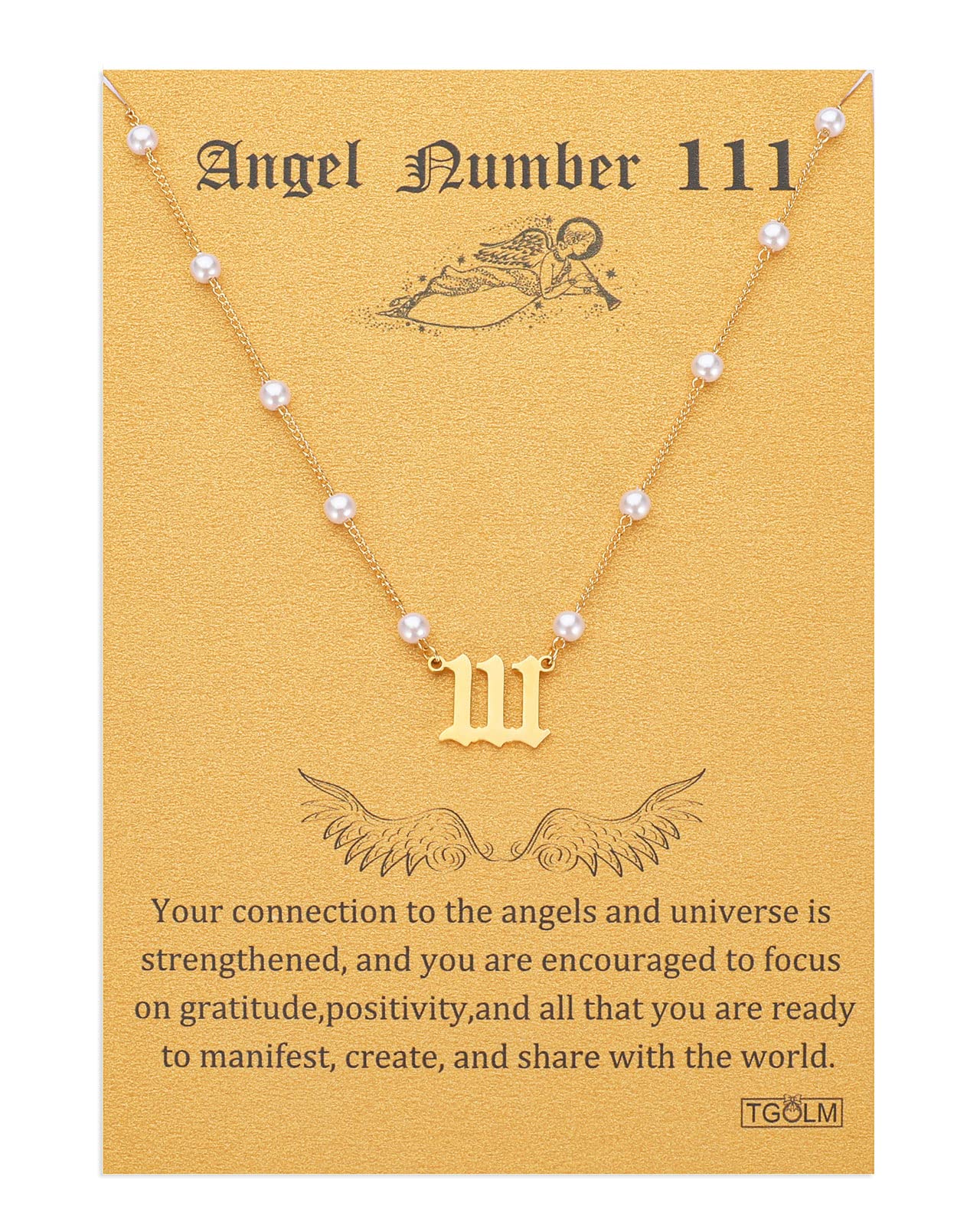 Angel Number Necklace Digital necklace 18k Gold Plated Stainless Steel Faux Pearl Choker Chain Gift for Women Girl