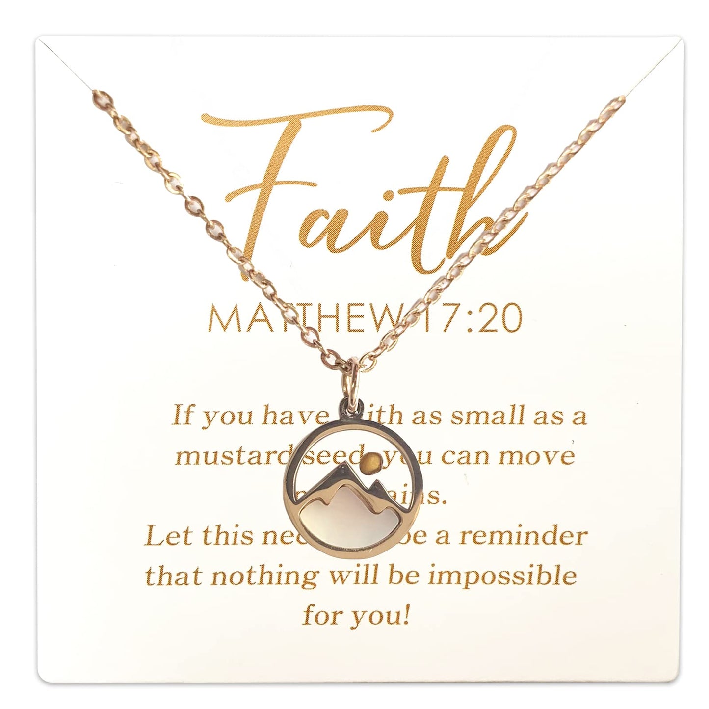 Mustard Seed Necklace for Women Christian GiftsMove Mountains Shell Necklaces Mothers Valentines Day Gifts Christian Faith Jewelry for Women