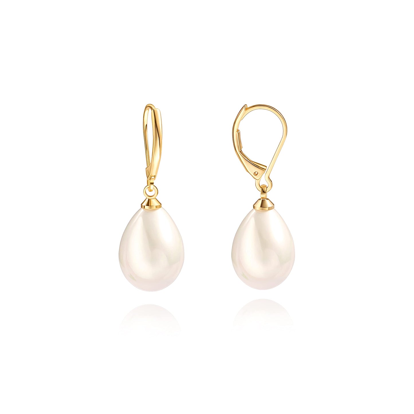 Irregular pearl earrings Handpicked White 18k Gold Plated Leverback Dangle Stud Pearl Earrings Jewelry for Women Girls Gift