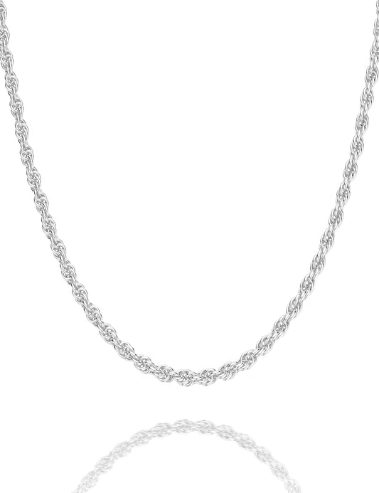 JSJOY 925 Sterling Silver Necklace Rope Chain Lobster Clasp 2/2.5/3/4/5mm Gold/Silver Chain for Men Women Silver Necklace Chain 16-30 Inches