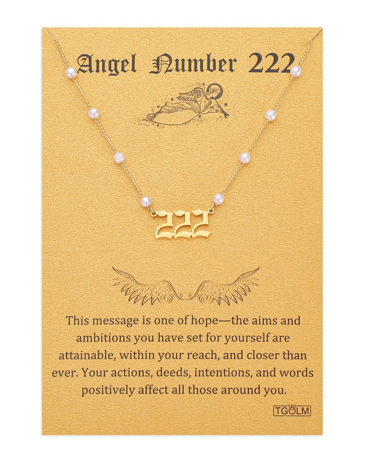 Angel Number Necklace Digital necklace 18k Gold Plated Stainless Steel Faux Pearl Choker Chain Gift for Women Girl