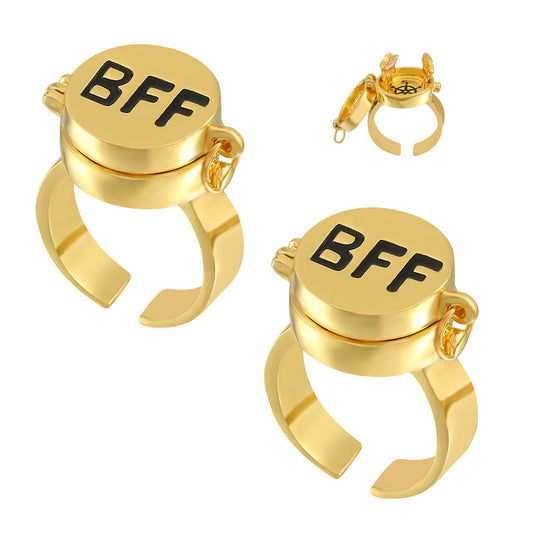 JSJOY BFF Rings for 2 Best Friends Forever Ring Sponge_bob Cute Rings Adjustable Rings for Teen Girls Friendship Rings Matching Couple Rings Gold Rings