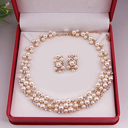 Sets Kit Gift Pearl Gold Plated Simple Elegant Bridal necklace earring fashion Jewelry