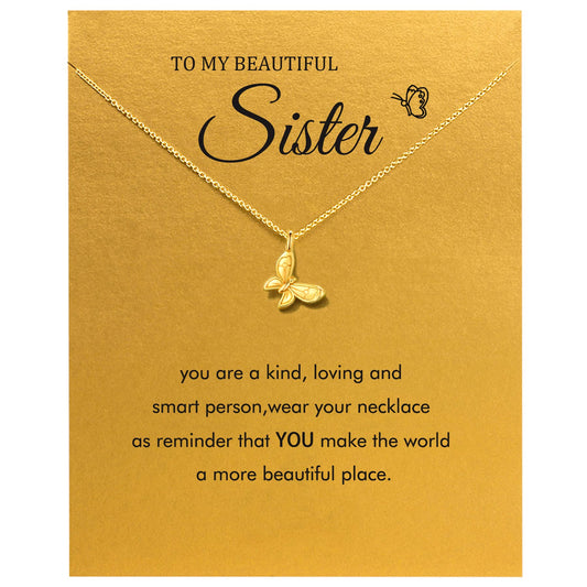 JSJOY  Sister Gifts from Sisters Sister Necklaces Best Friend Necklace for Women Girls Christmas, Birthday Graduation Gifts with Gifts Card